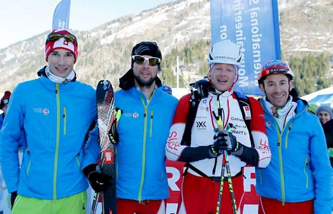 Holen die Bronzemedaille im Staffel-Rennen (v.l.): Iwan Arnold, Yannick Ecoeur, Marcel Marti und Martin Anthamatten. 