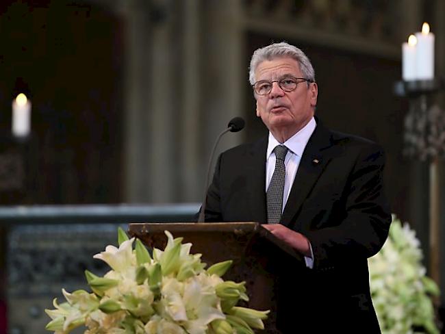 Deutschlands Bundespräsident Joachim Gauck an der Trauerfeier