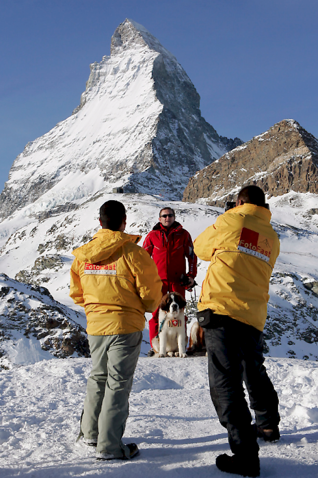 Im nächsten Winter sollen im Skigebiet von Zermatt keine Foto-Bernhardiner mehr anzutreffen sein.