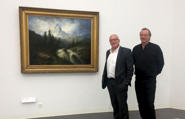 Le Cervin - Huile sur toile 100x130 cm. Von links: Christophe Flubacher (Wissenschaftlicher Direktor) und Daniel Salzmann.
