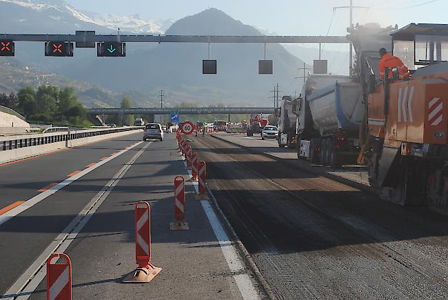 Autobahn in Sitten: Sperrung aufgrund Arbeiten.
