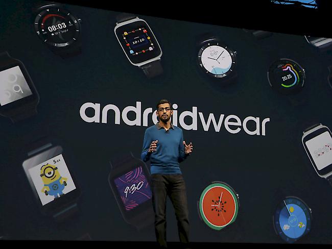 Google-Manager Sundar Pichai präsentiert die neusten Entwicklungen an der Konferenz in San Francisco