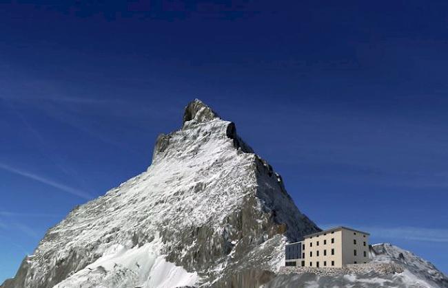 Ansicht der neuen Hörnlihütte am Fusse des Matterhorns.