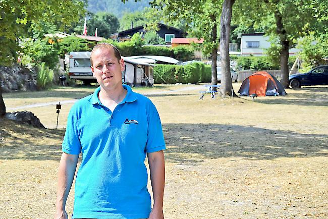 Jonas Hartmann, Campingplatz Bella-Tola in Susten: «Wir haben trotz schönem Wetter 75 Prozent weniger Gäste als letzten Sommer».