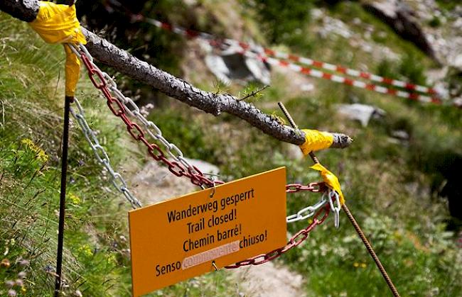 Der Europaweg zwischen Täsch und Zermatt ist zurzeit nur via Gasenried möglich.