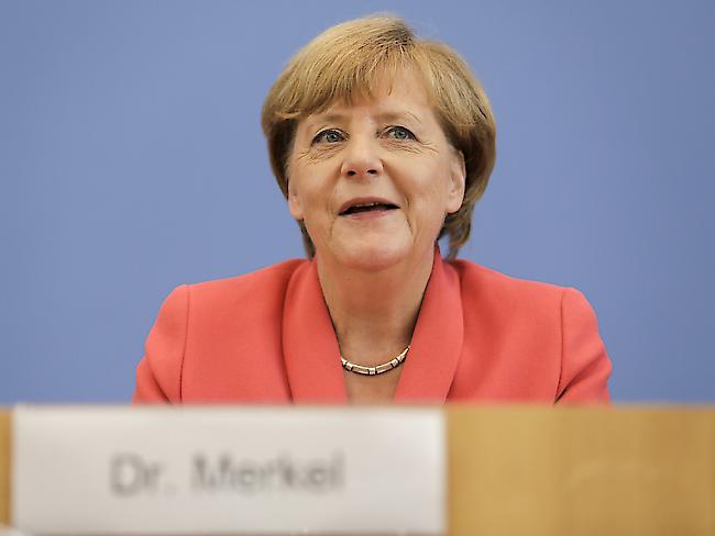 Die deutsche Kanzlerin Angela Merkel bei ihrer jährlichen Sommerpressekonferenz