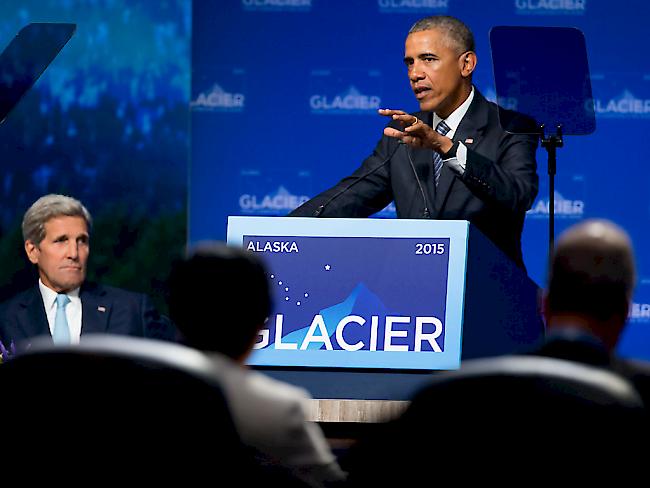 "Wir handeln nicht schnell genug", sagte US-Präsident Obama bei seinem Appell für eine Einigung in Klimafragen. Obama weilt auf einem dreitägigen Besuch in Alaska.