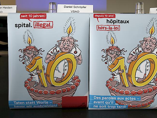Per Protestpostkarte macht der Verband Schweizerischer Assistenz- und Oberärztinnen und - ärzte (VSAO) auf die Arbeitssituation der Spitalärzte aufmerksam. (Archiv)
