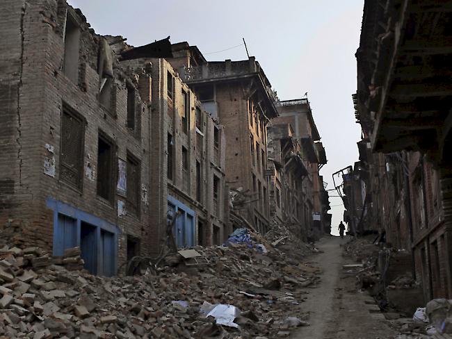 Vom Erdbeben zerstörte Häuser in Kathmandu. (Archiv)