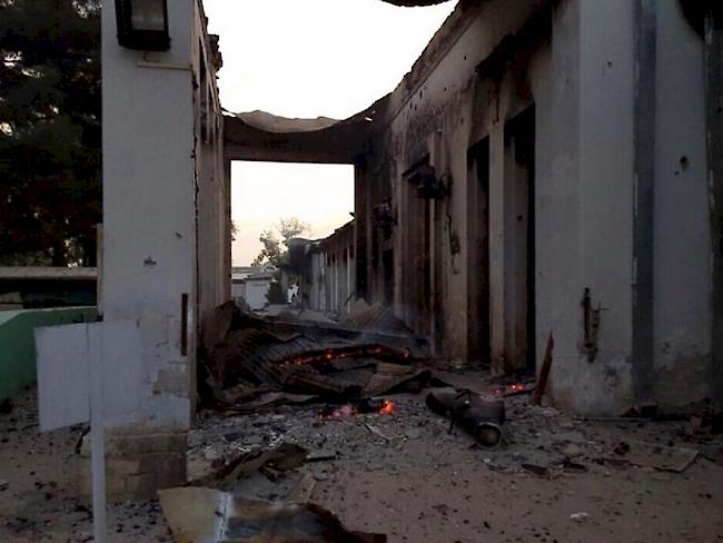 Das zerstörte Gebäude der Organisation MSF.