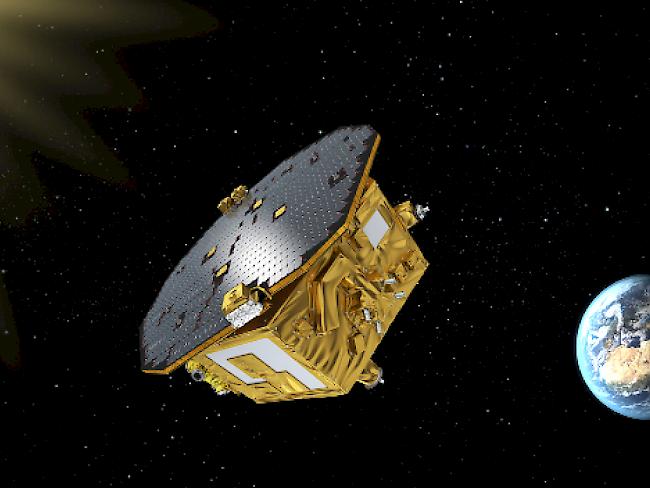 Mit dem europäischen Satelliten LISA Pathfinder legen Forscher einen wichtigen Grundstein für ein Jahrhundert-Experiment, das Aufspüren von Gravitationswellen im All. (Illustration)