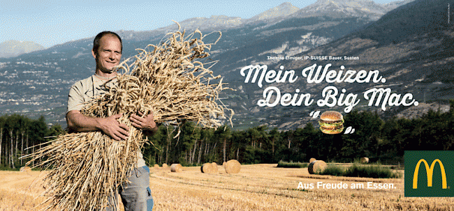 Pfyngut-Bauer Thomas Elmiger auf dem Werbeplakat für McDonalds.