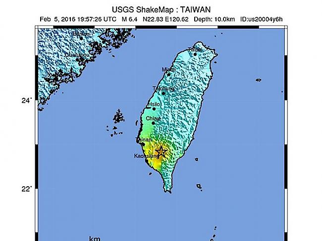 Der Stern auf der Karte zeigt das Epizentrum des Erdbebens in Taiwan. Mehrere Gebäude stürzten ein.