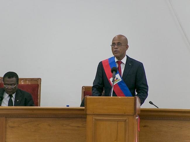 Abgang ohne Nachfolger: Haitis Präsident Michel Martelly bei seiner letzten Ansprache vor dem Parlament.