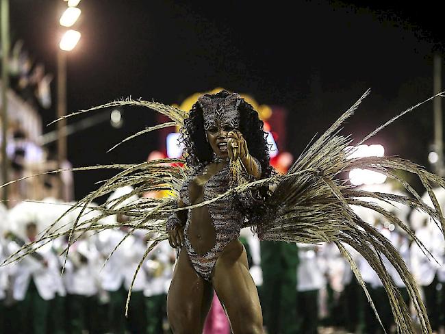 Ein Mitglied der Sambaschule Mangueira tanzt beim Karneval in Rio. Die Sambaschule wurde als beste ausgezeichnet.