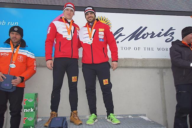 Der Visper Michael Kuonen (links) stand am vergangenen Wochenende in St. Moritz gleich zweimal zuoberst auf dem Podest.