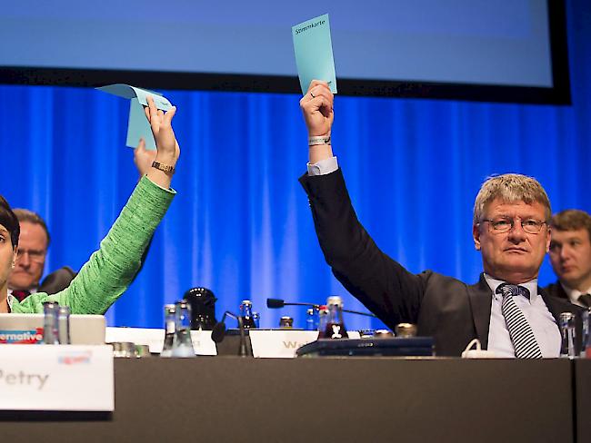 Die Teilnehmer am AfD-Parteitag kippten am Sonntag eine radikales Einwanderungsverbot aus ihrem Parteiprogramm. Im Bild die Parteichefs Frauke Petry und Jörg Meuthen.