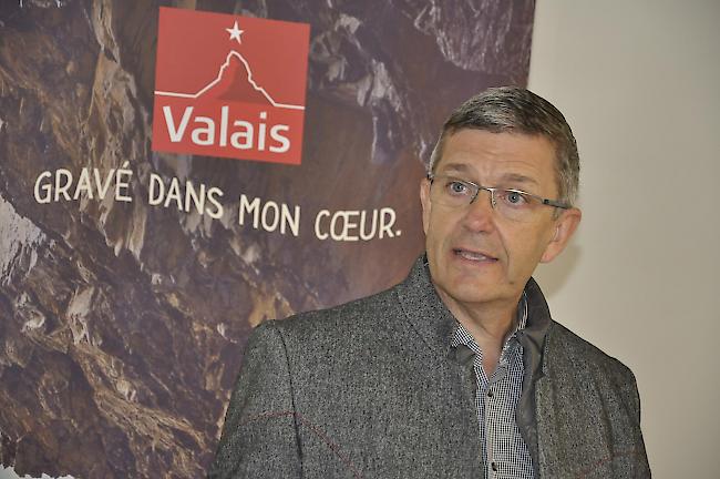 Damian Constantin, Direktor Valais/Wallis Promotion, bei der Pressekonferenz vom Dienstagvormittag.