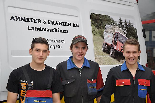 Die Lernenden Enrico Borter, Alexander Eyholzer und Nicolas Eyer (v.l.).