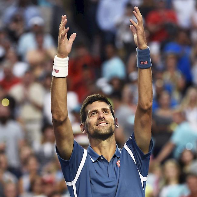 Erleichtert nach seinem Sieg gegen Tomas Berdych in Toronto: Novak Djokovic