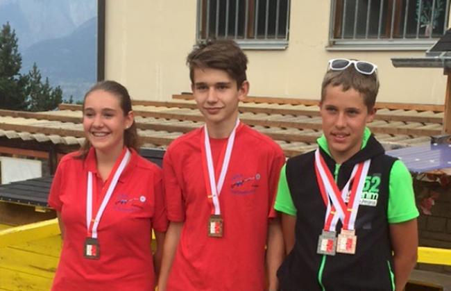 Siegerfoto Kategorie Jugendliche: Leon Summermatter vor seiner Schwester Leticia (links) und dem Dritten, Baptiste Morand (rechts)
