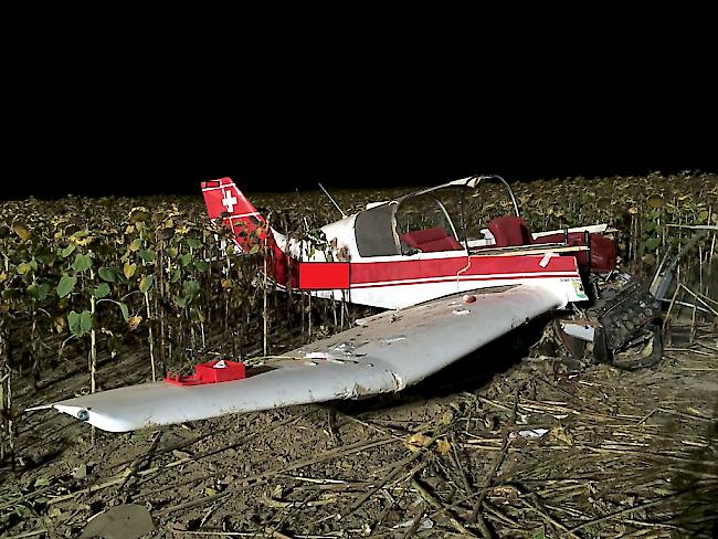 Das Kleinflugzeug startete gegen 19 Uhr in Neunkirch und stürzte kurz darauf im angrenzenden Löhningen in ein Sonnenblumenfeld.