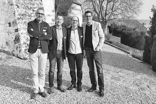 Die vier neuen Klubpräsidenten. Von links: Roger Petrig, RC Zermatt, Hugo Schneider, RC Leuk/Leukerbad, Marcus Marienfeld, RC Brig, und Jürgen Bumann, RC Saastal. 