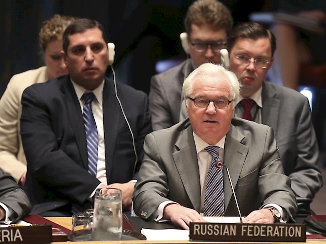 Der russische UNO-Botschafter Witali Tschurkin zweifelt an den Ergebnissen des UNO-Berichts zum Chemiewaffeneinsatz in Syrien. (Archivbild)