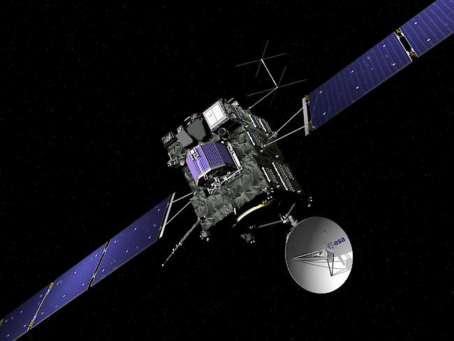 Ein Bild auf der Internetseite der Europäischen Weltraumagentur ESA stellt die Raumsonde "Rosetta" auf ihrer letzten Mission dar. Die Sonde soll nach ihrer gut zwölfjährigen Reise auf dem Kometen "Tschuri" aufprallen.