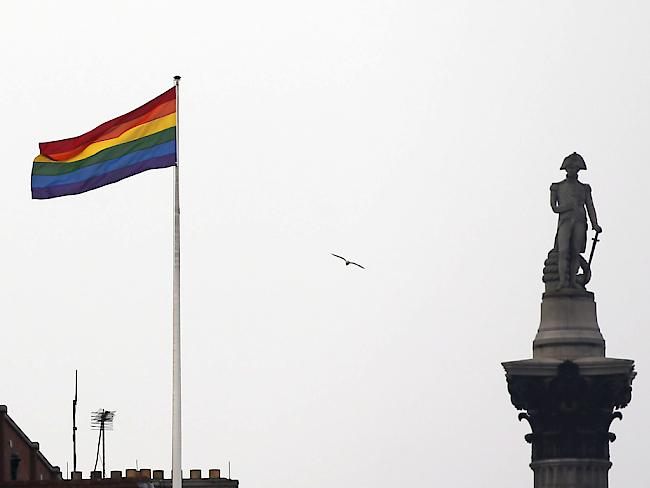 Die Regenbogen-Flagge als Symbol für die homo- und bisexuelle Gemeinschaft weht am Trafalgar Square (Archiv)
