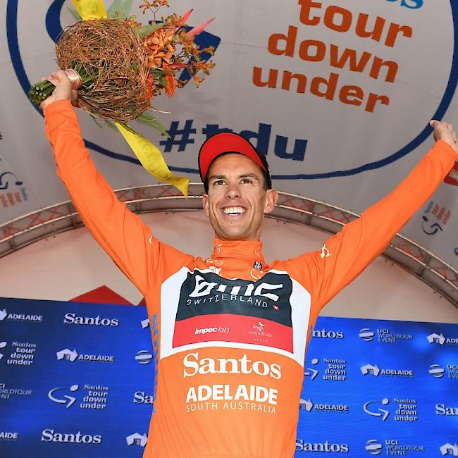 Der Australier Richie Porte vom amerikanisch-schweizerischen BMC-Team freut sich über seinen ersten Gesamtsieg bei der Tour Down Under.