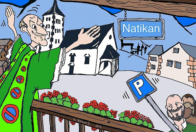 Ein zweiter Vatikan? Auch die Posse um die Neugestaltung des Natischer Kirchplatzes findet sich in den Karikaturen wieder.
