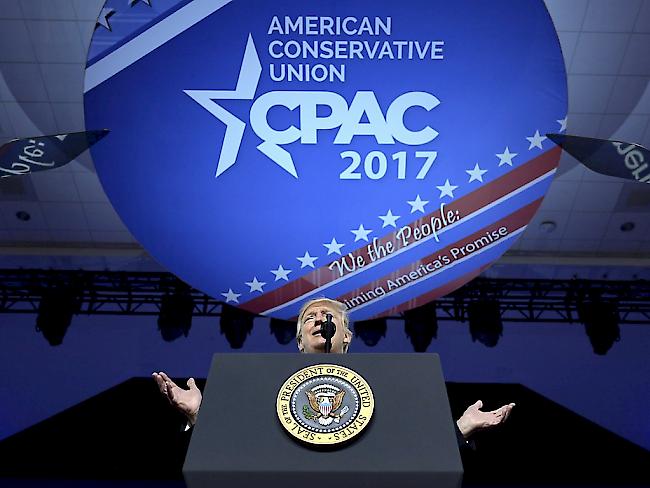 US-Präsident Donald Trump bei seiner Rede auf der CPAC-Konferenz in Washington.