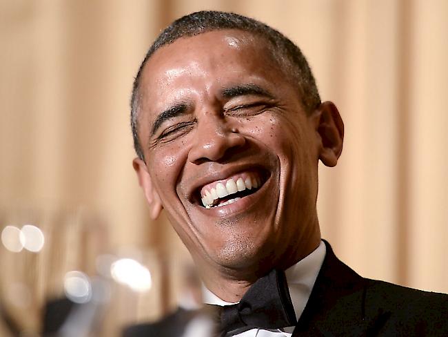 Selbstironie und launige Rede: Der ehemalige US-Präsident Barack Obama beim Korrespondenten-Dinner im Jahr 2014 - sein Nachfolger mag nicht mit den Journalisten feiern. (Archivbild)