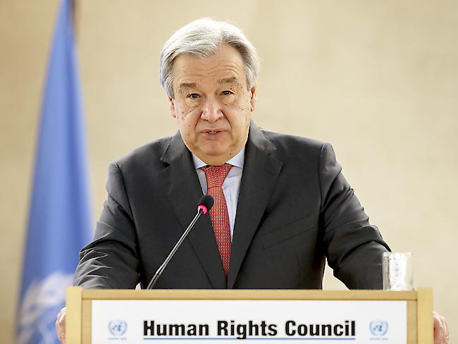 UNO-Generalsekretär Guterres spricht vor dem Menschenrechtsrat in Genf.
