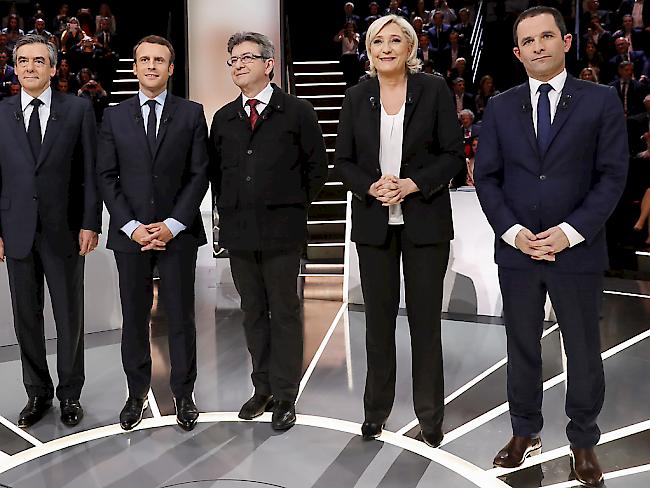 TV-Debatte vor den Wahlen in Frankreich: François Fillon, Emmanuel Macron, Jean-Luc Mélenchon, Marine Le Pen und Benoît Hamon diskutierten auf TF1.