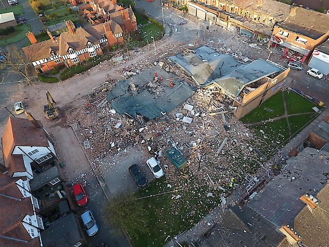 Der durch die Explosion zerstörte Gebäudekomplex in Wirral bei Liverpool.