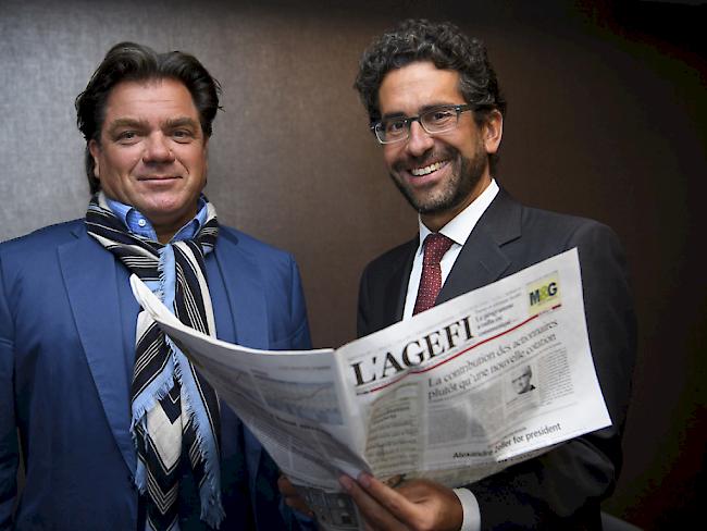 Stehen für eine "unabhängige Westschweizer Wirtschaftszeitung mit nationaler Ausstrahlung" ein: Investor Antoine Hubert (links) und der zukünftige Chefredaktor von "L
