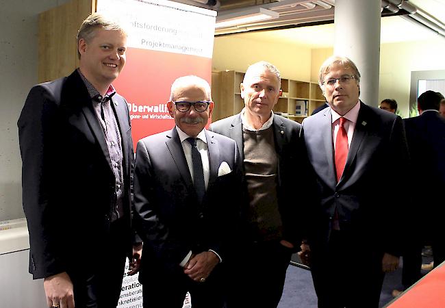 GV der RWO AG: Geschäftsleiter Roger Michlig, Louis Ursprung (VR neu) sowie VR-Präsident Richard Kalbermatter und Staatsrat Jean-Michel Cina. 