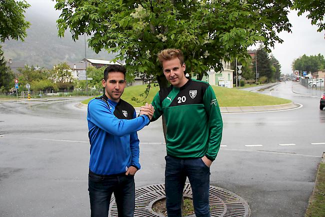 Aufstiegskampf: Jonas Taugwalder (FC Stalden) und David Taugwalder (FC St. Niklaus) kämpfen um den Aufstieg in die 3. Liga.