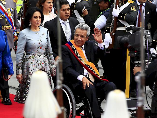 In Ecuador tritt der neue linksgerichtete Präsident Lenín Moreno mit einer feierlichen Zeremonie sein Amt an.