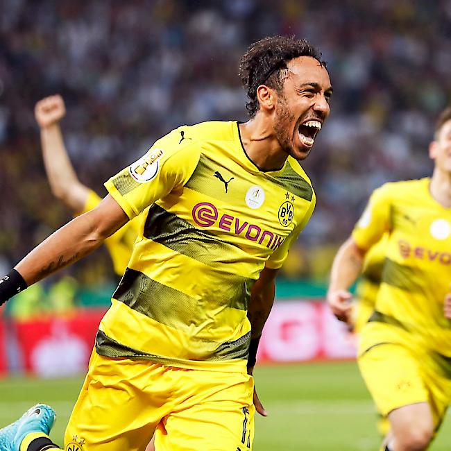 Dortmunds Topskorer Pierre-Emerick Aubameyang nach dem entscheidenden Tor im Cupfinal