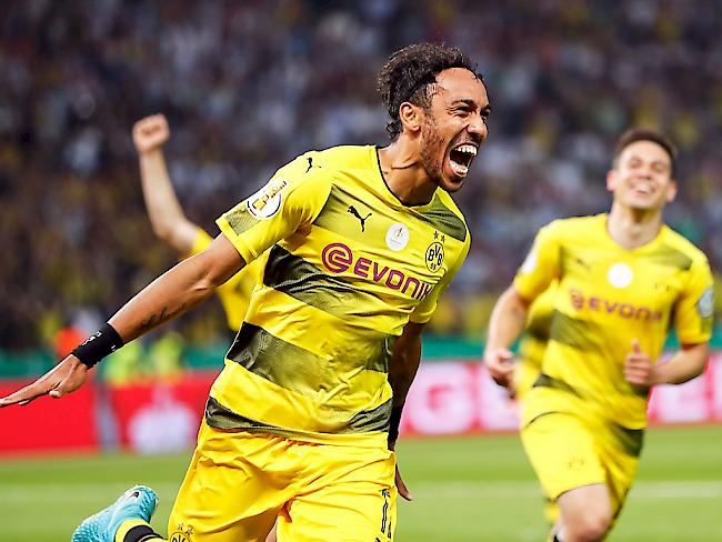 Dortmunds Topskorer Pierre-Emerick Aubameyang nach dem entscheidenden Tor im Cupfinal