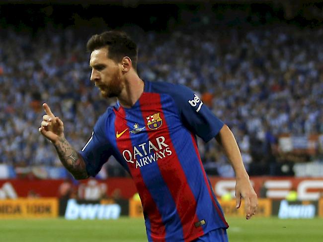 Barcelonas Lionel Messi nach seinem Tor im Cupfinal zum 1:0 gegen Alaves