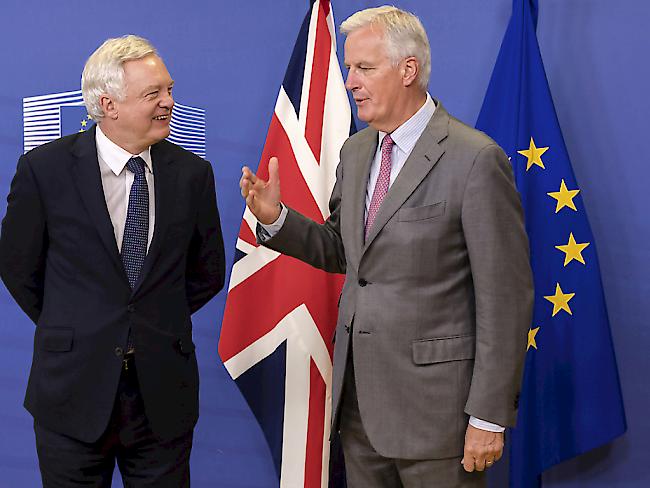 Wollen bei Brexit-Verhandlungen vorankommen: EU-Chefunterhändler Michel Barnier (r.) und der britische Brexit-Minister David Davis.