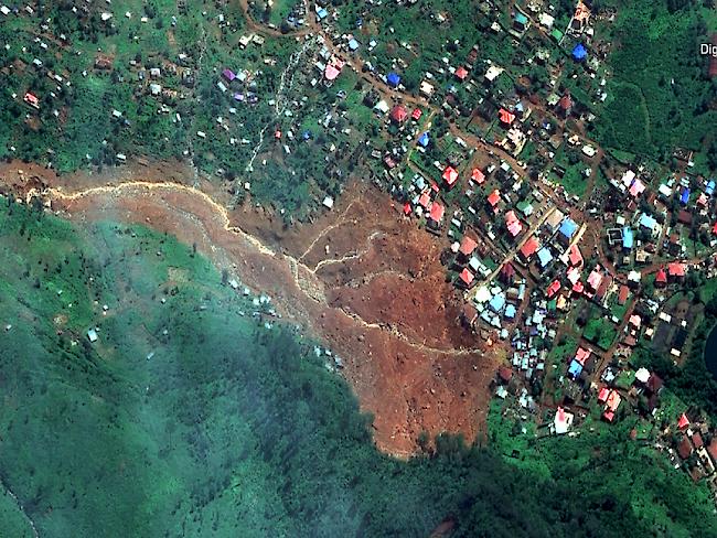 Satellitenbild des Erdrutsches in Freetown.