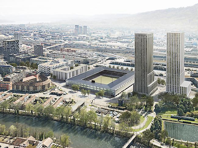 So soll das Hardturm-Areal in Zürich-West dereinst aussehen: ein Fussballstadion für 18