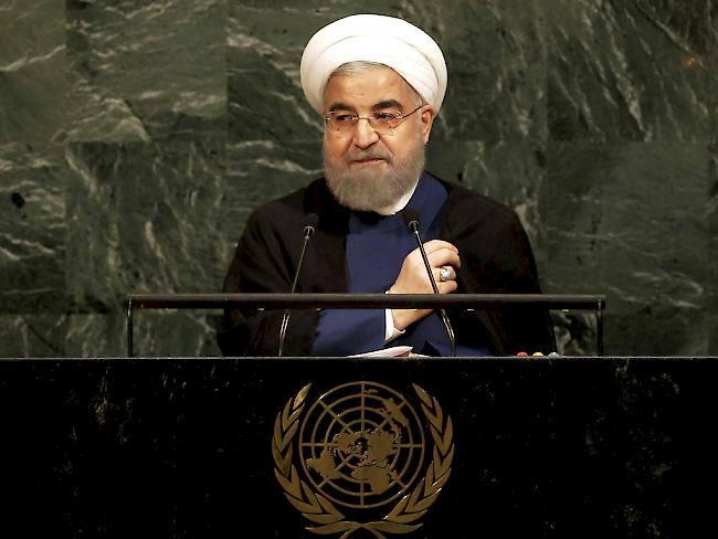 Irans Präsident Hassan Ruhan bei seiner Rede am Mittwoch in New York bei der UNO-Generaldebatte.