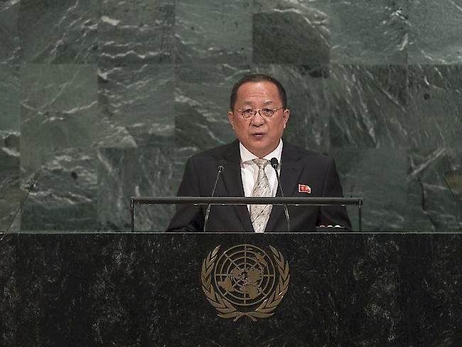 Der Nordkoreanische Aussenminister Ri Yong Ho droht den USA auch vor der UNO-Vollversammlung.