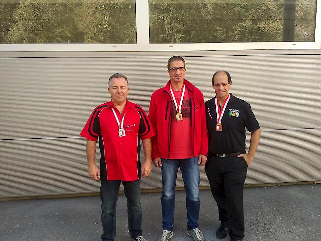 Sieger Reinold Bregy vor Roger Weissbrodt (Steg) und dem Bronze-Gewinner Michael Ostertag (Brig)
